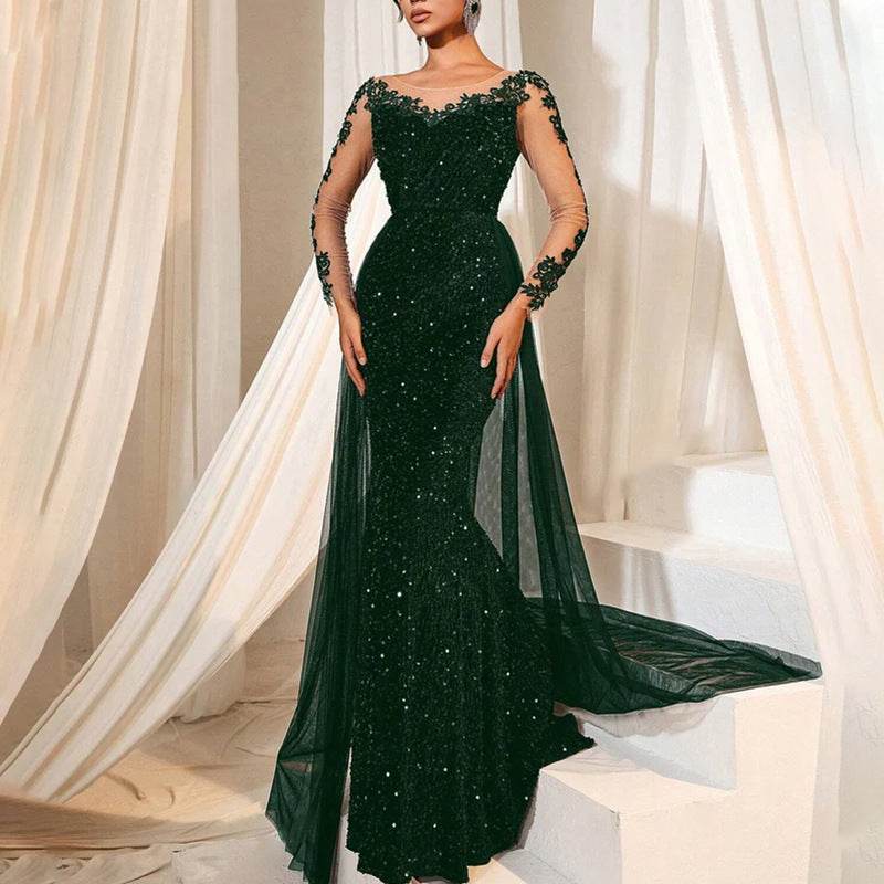 Women's Dance Lace Party Evening Dress Dark Green