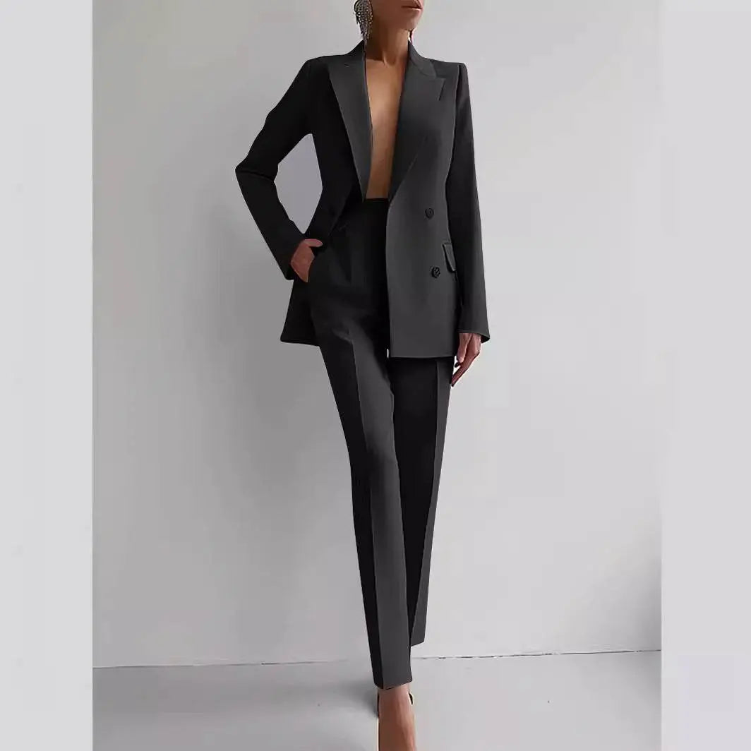 Casual Suits Fashion Long Sleeve Single-breasted Jacket Top And Slim Fit Trousers Women's Business Suits