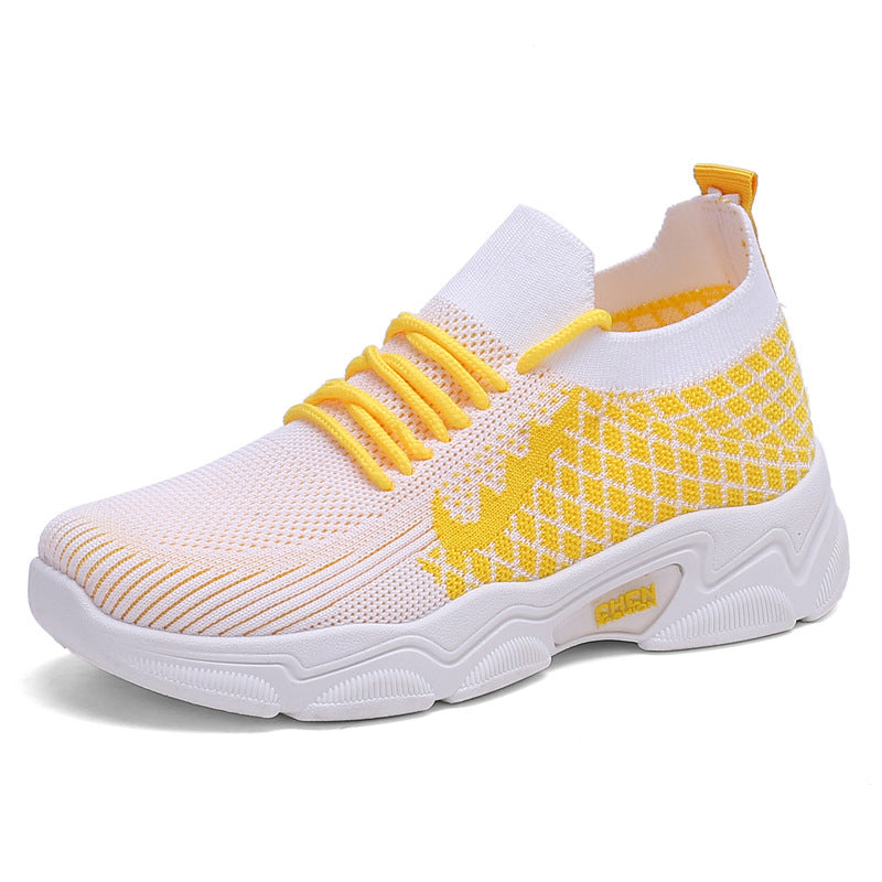 Casual Multicolor Breathable Sneaker Female Student Yellow And White