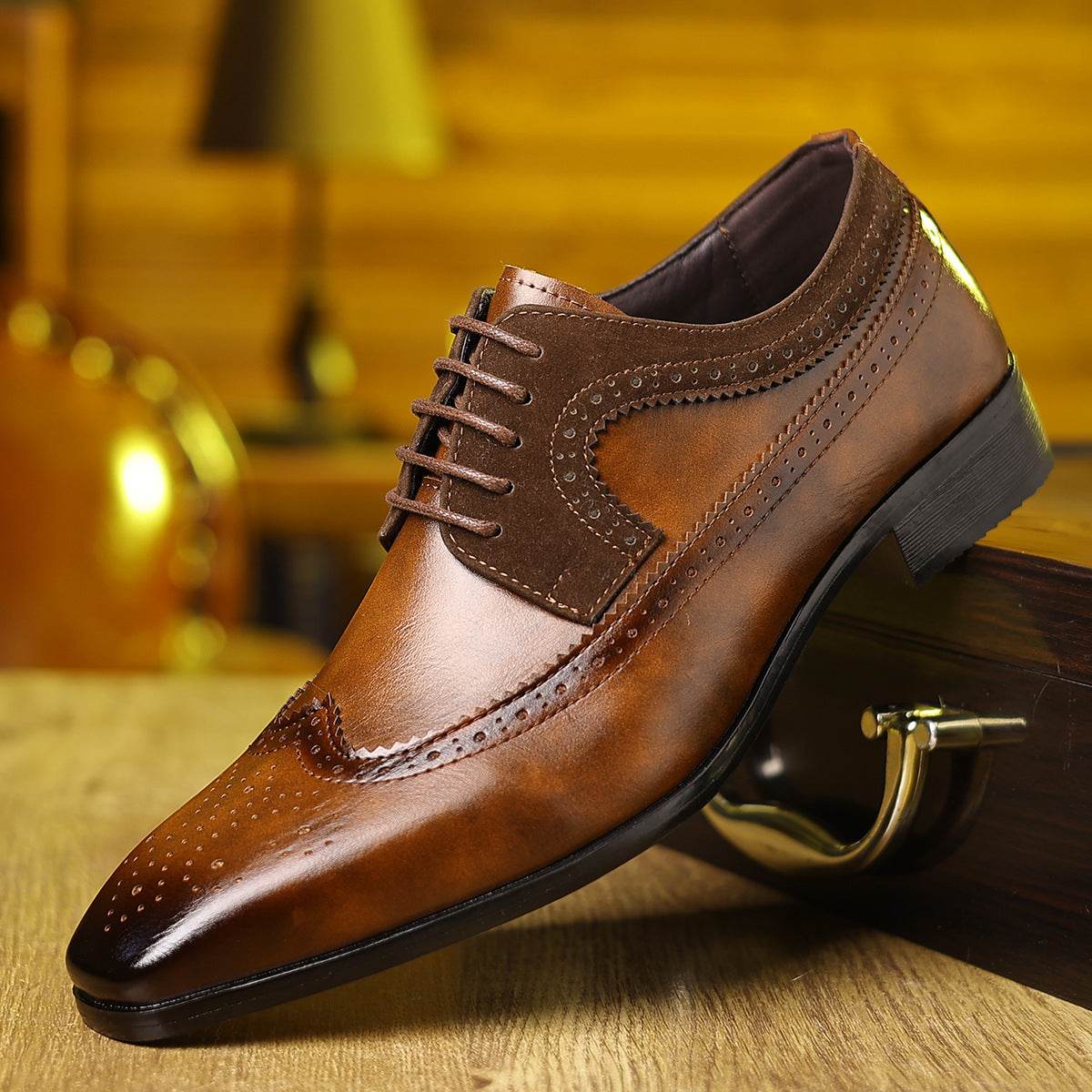 Men's Casual All-matching Vintage Leather Shoes Dark Brown