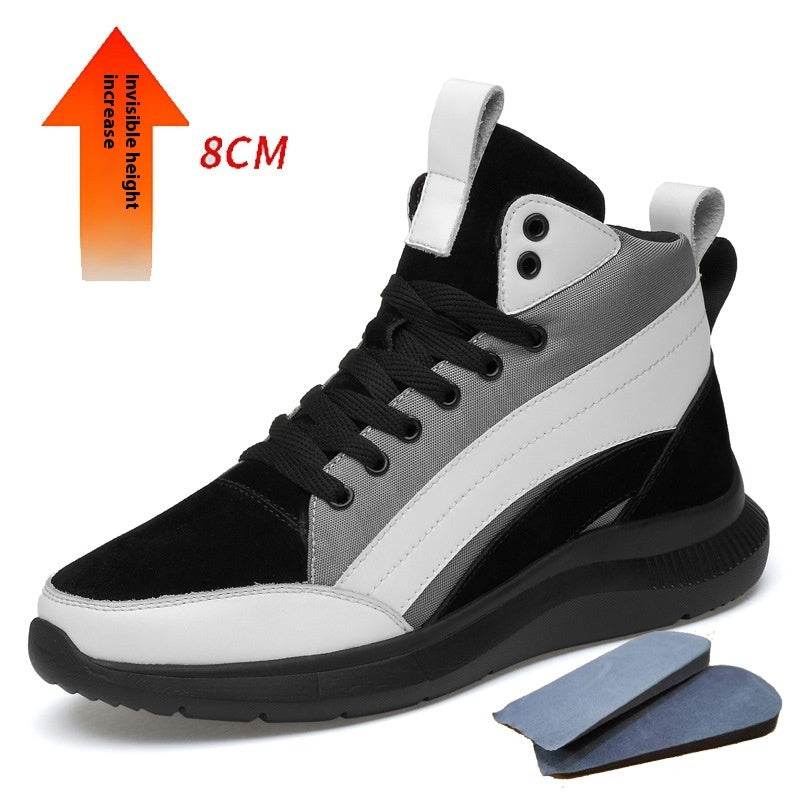 Height Increasing 6 Autumn And Winter Invisible Height Increasing Insole 8CM Men's Shoes Increased 8CM White