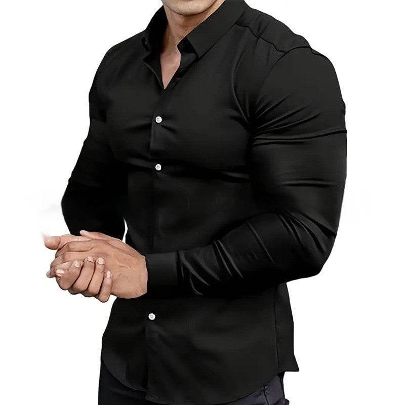 Men's Business Non-ironing Professional Anti-wrinkle Casual Shirt CS02 Black