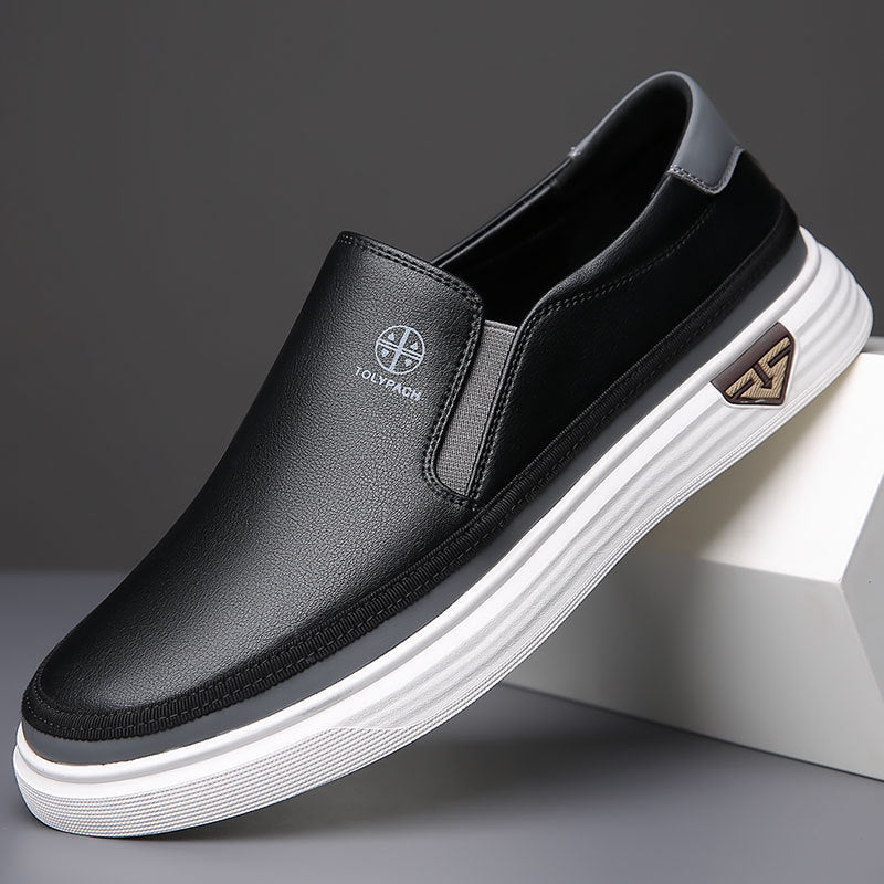 Lazy Slip On Men's Casual Leather Shoes Black