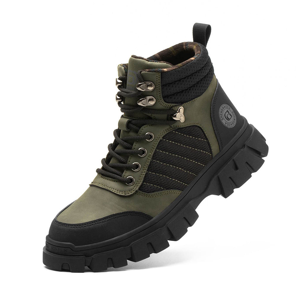 Men's Safety And Comfort Work Anti Smashing Safety Shoes Green