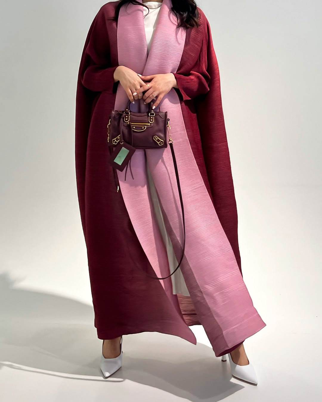 Fashionable Gradient Coat Long Skirt For Women Dark Pink Free Size