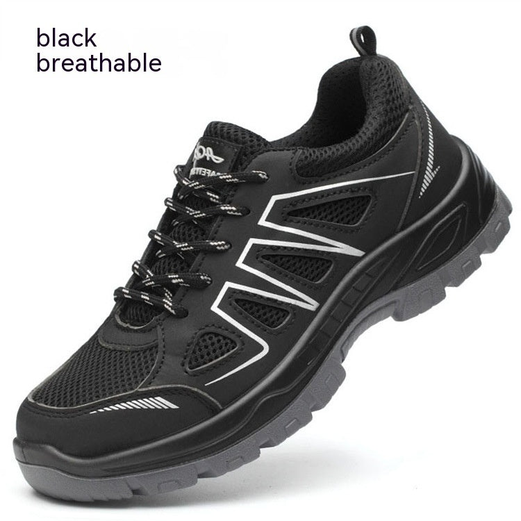 Breathable Mesh Fabric Anti Smashing And Puncture Protective Safety Shoes Black breathable