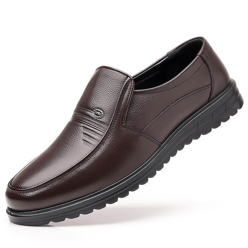 First Layer Cowhide Men's Business Casual Non-slip Soft Leather Soft Sole Shoes 8855 Brown