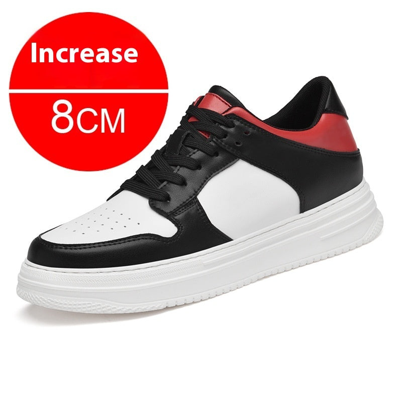 Summer Invisible Height Increasing Men's Shoes 8cm Breathable Platform Sports White And Red