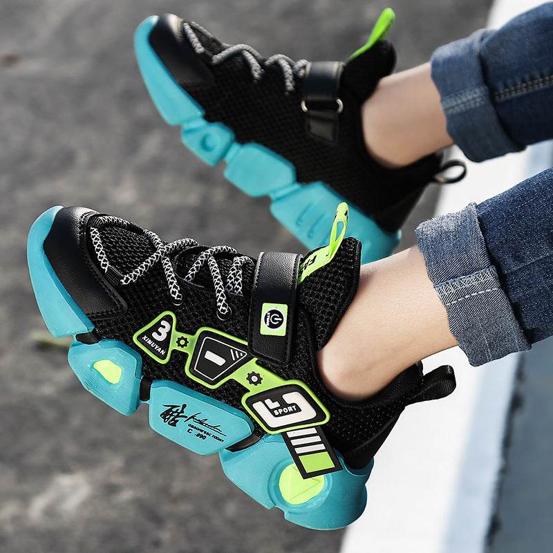 Mesh Fly Woven Velcro Breathable Sneakers Blue