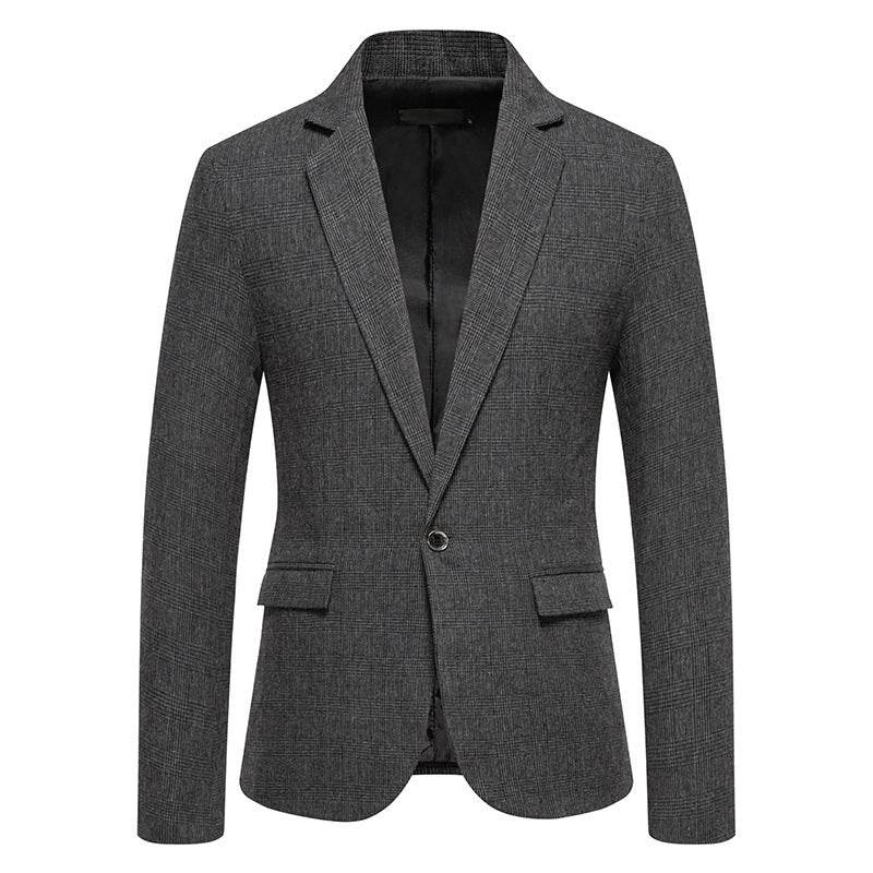 European Size Men's Fashion Woolen Casual Small Suit Coat Dark Gray