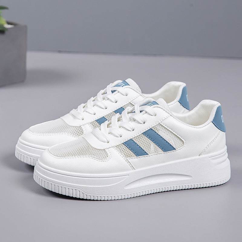 Breathable Platform Light White Shoes Women's Mesh Casual Sneaker White Blue