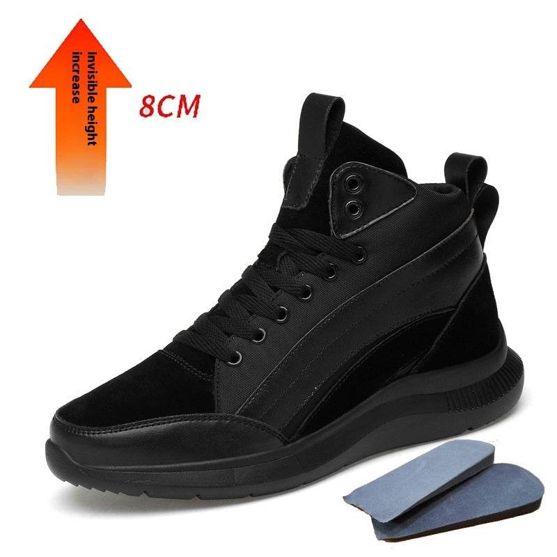 Height Increasing 6 Autumn And Winter Invisible Height Increasing Insole 8CM Men's Shoes Increased 8CM Black