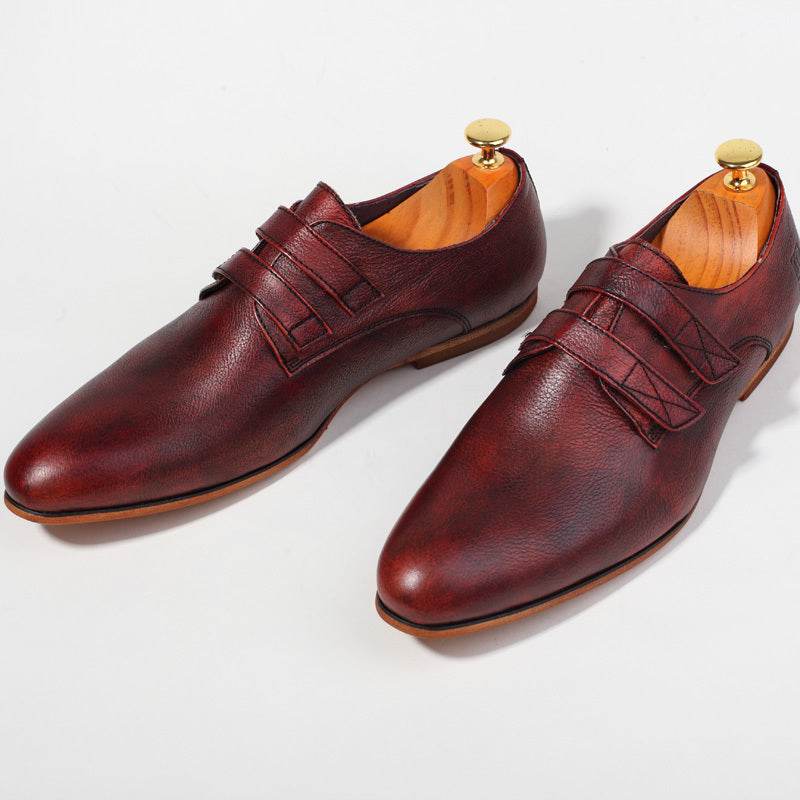 Genuine Leather Handmade Old Vintage Men's Shoes Wine Red