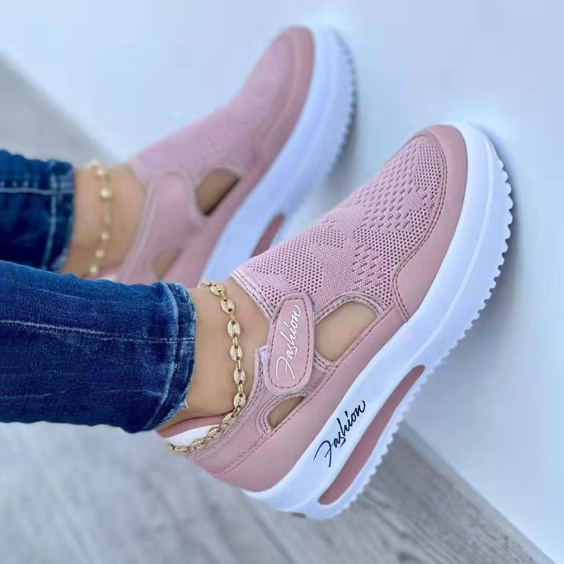 Women's Sneakers Summer New Ladies Casual Low Wedge Breathable Non-Slip Comfort Feamle Sport Shoes Mesh Shoes Fashion Style Pink