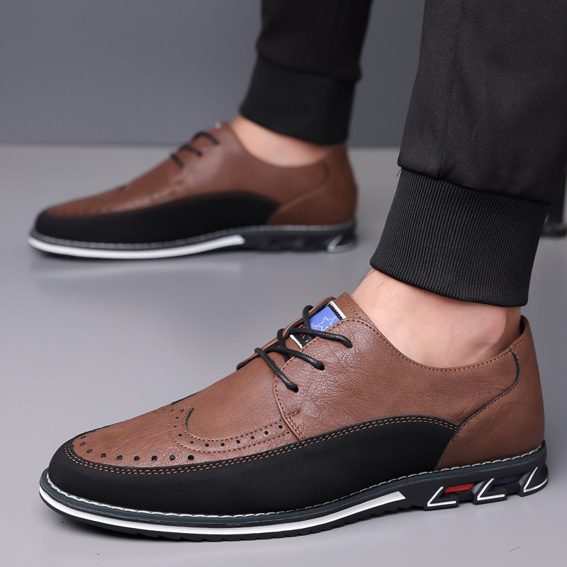 Business Fashion Comfortable Leather Shoes Men Brown