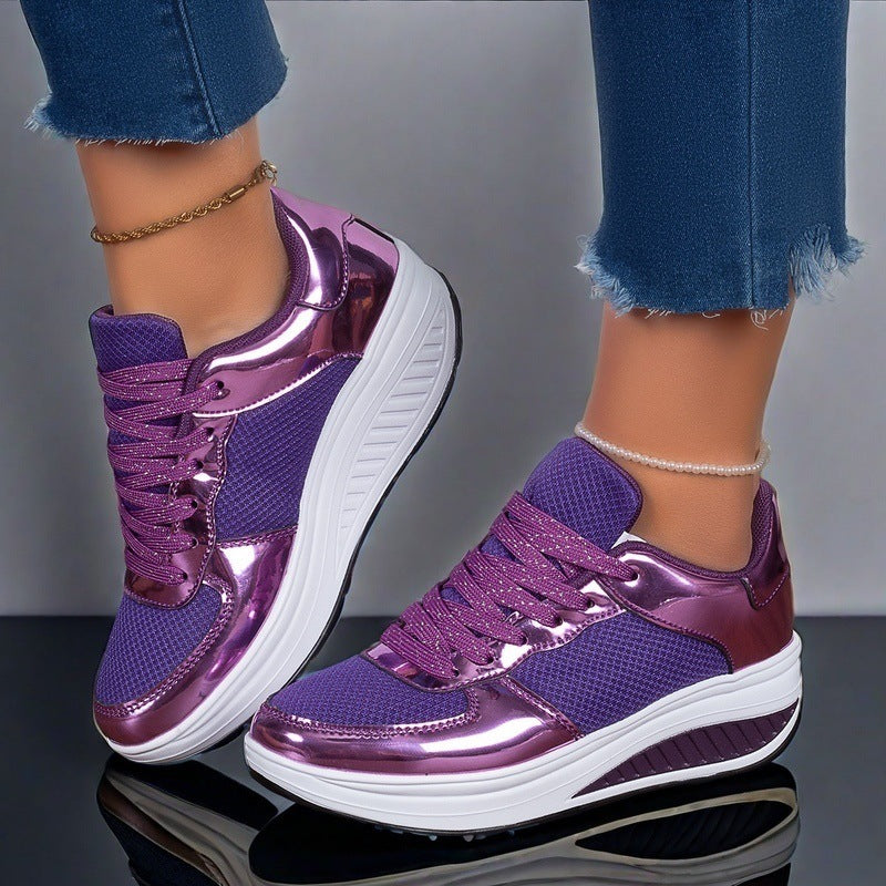 Women's Fly Woven Mesh Breathable Casual Sneaker Platform Purple