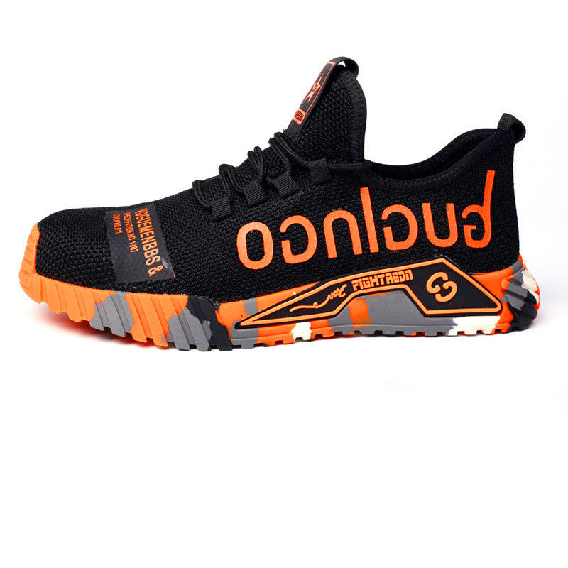 Breathable Flyknit Kevlar Midsole Safety Shoes Orange