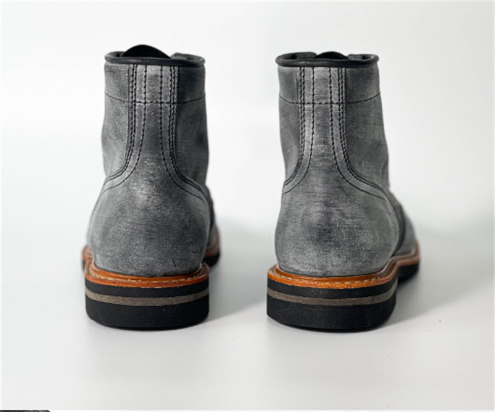 Retro Men's Boots Goodyear Craft Hand-made Toe Layer Fog Wax Cowhide Toe Boots