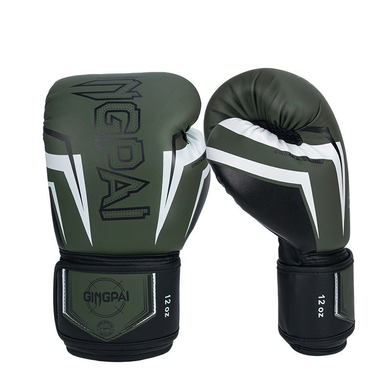 Professional Gloves Men's Sanda Fight Training Boxing Gloves Teng Snake Green Shadow