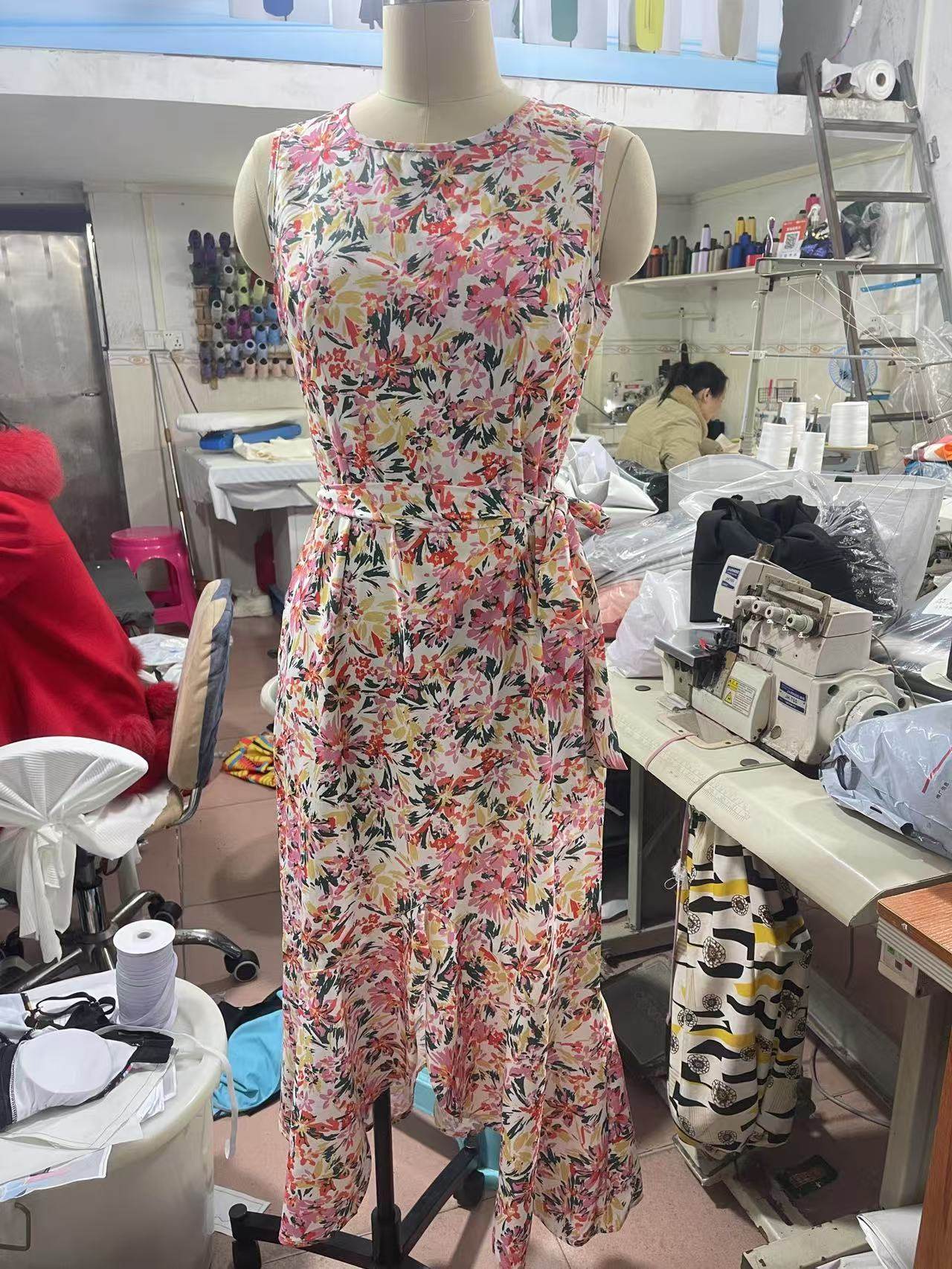 Fashion Printing Sleeveless Elegant Dress Women