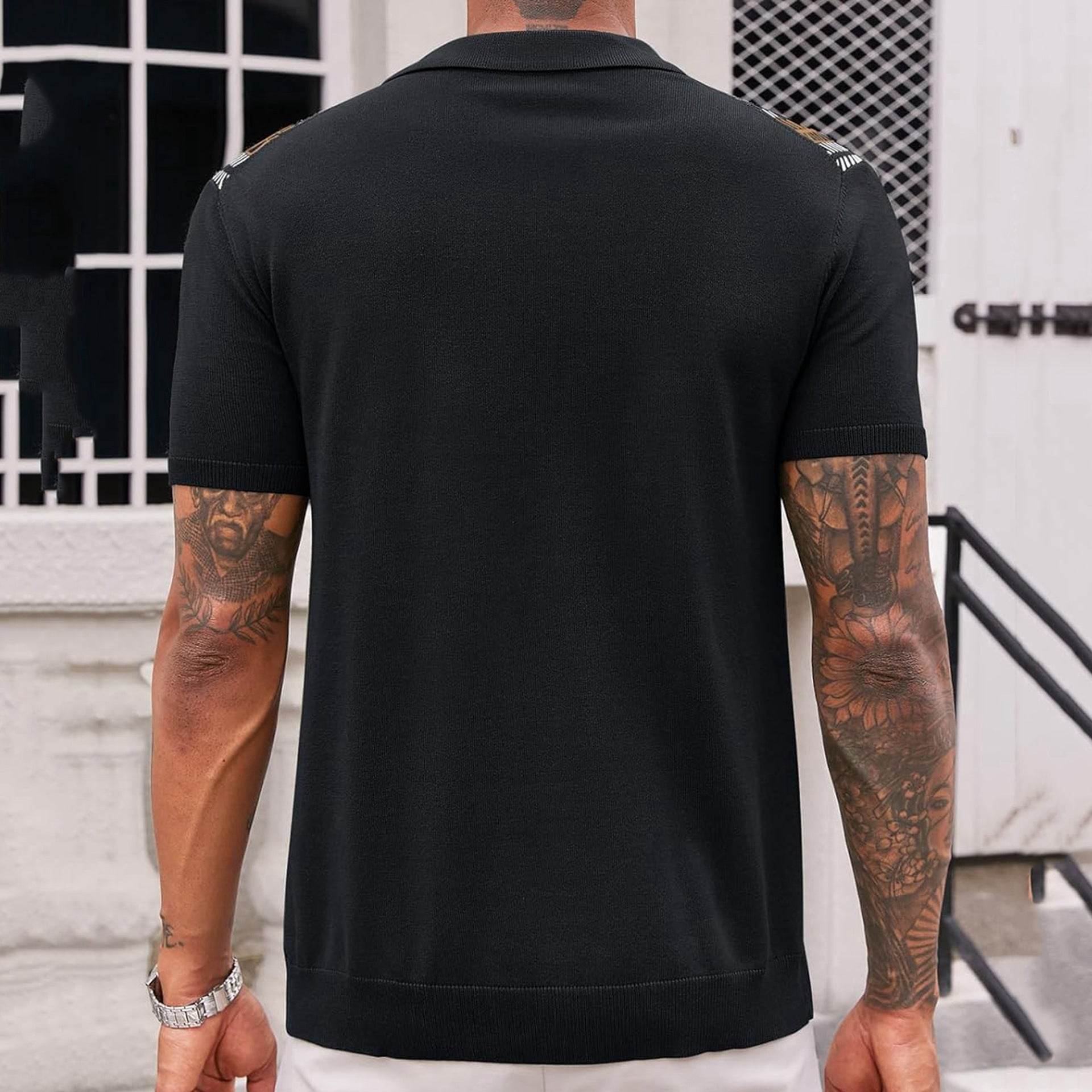 Men's Casual Striped Jacquard Sweater
