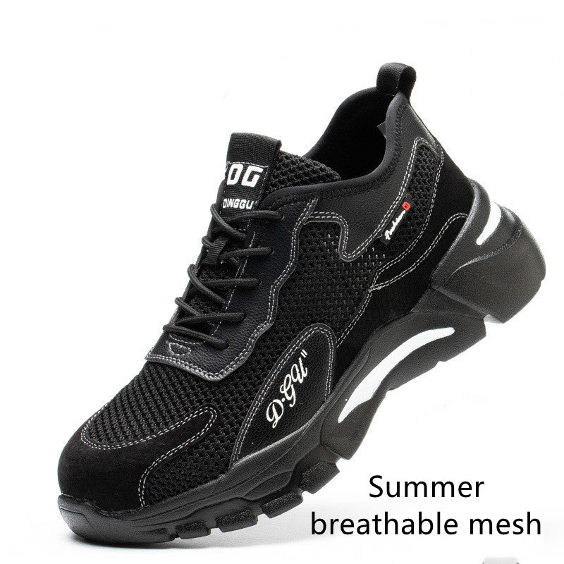 Men's Safety Shoes Anti-smashing And Anti-piercing Steel Toe 2Black White