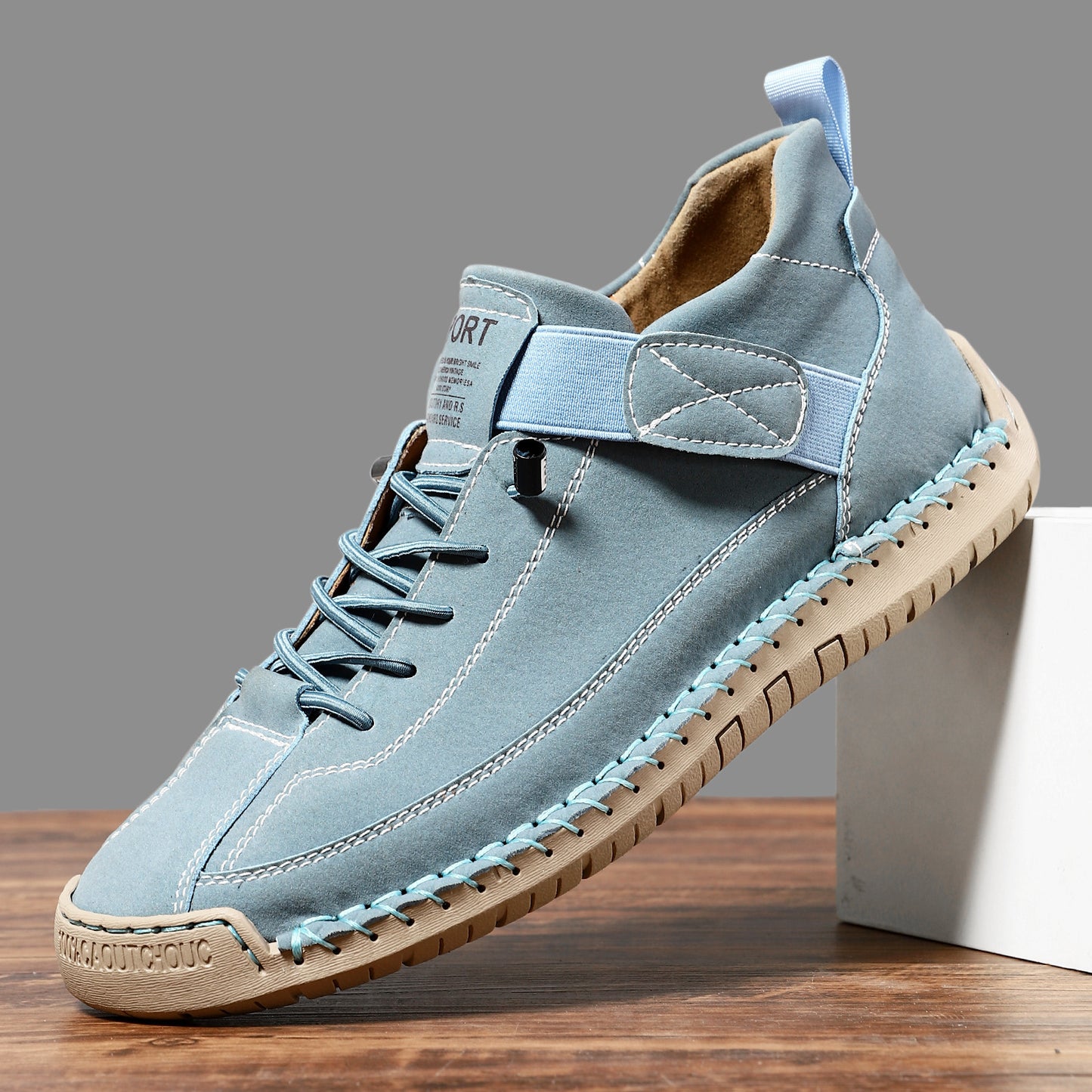 Men's Mid Top Martin Boots Outdoor Casual Shoes C9888 Lake Blue