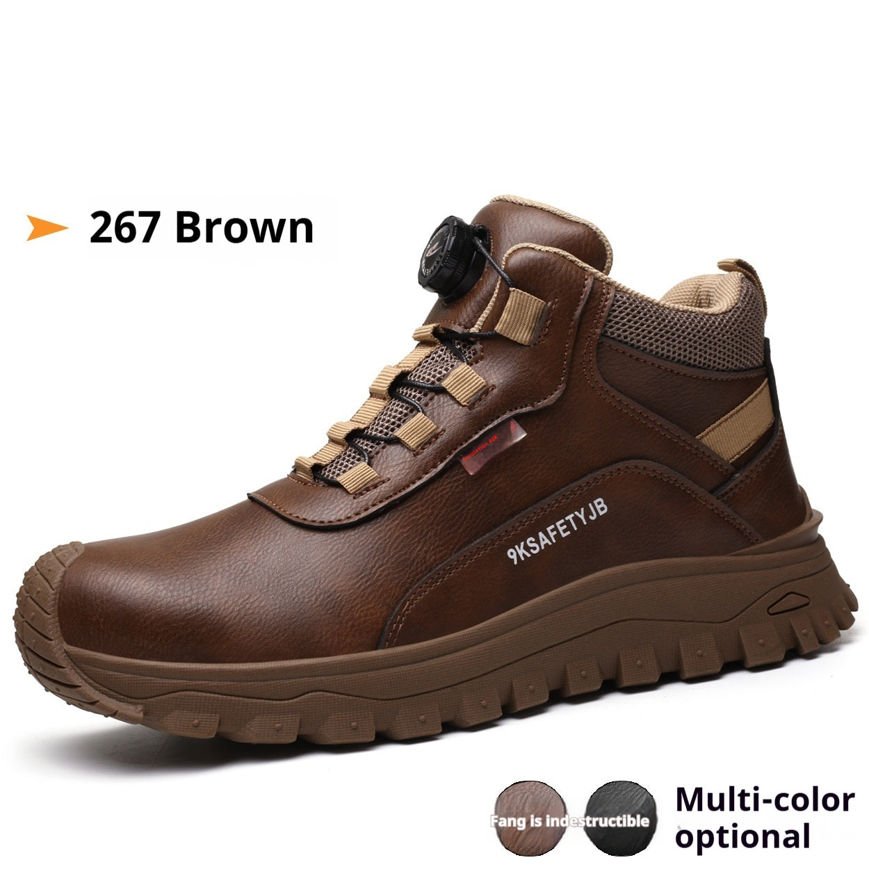 Flyknit Safety Comfortable Breathable Work Shoes 267 Brown