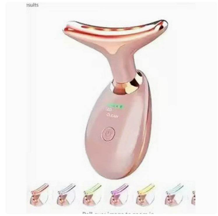 EMS Thermal Neck Lifting And Tighten Massager Electric Microcurrent Wrinkle Remover Pink seven color lamp