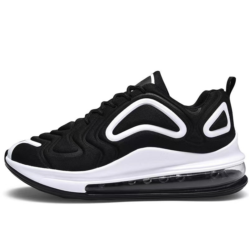 Casual Air Cushion Black Shoes Men Outdoor Breathable Lace-up Sneakers Running Sports Shoes Black White