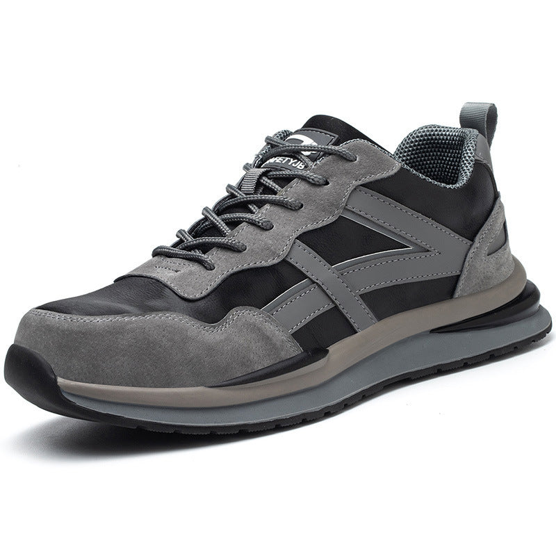 New Breathable Comfortable Safety Shoes Mesh Flying Woven Anti-smashing And Anti-penetration Safety Shoes Safety Shoes Work Shoes Black And Gray