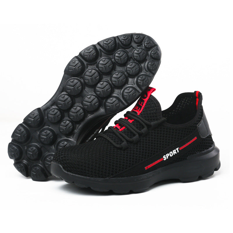 Breathable, Anti-smash And Anti-puncture Lightweight Fly-woven Safety Shoes Black