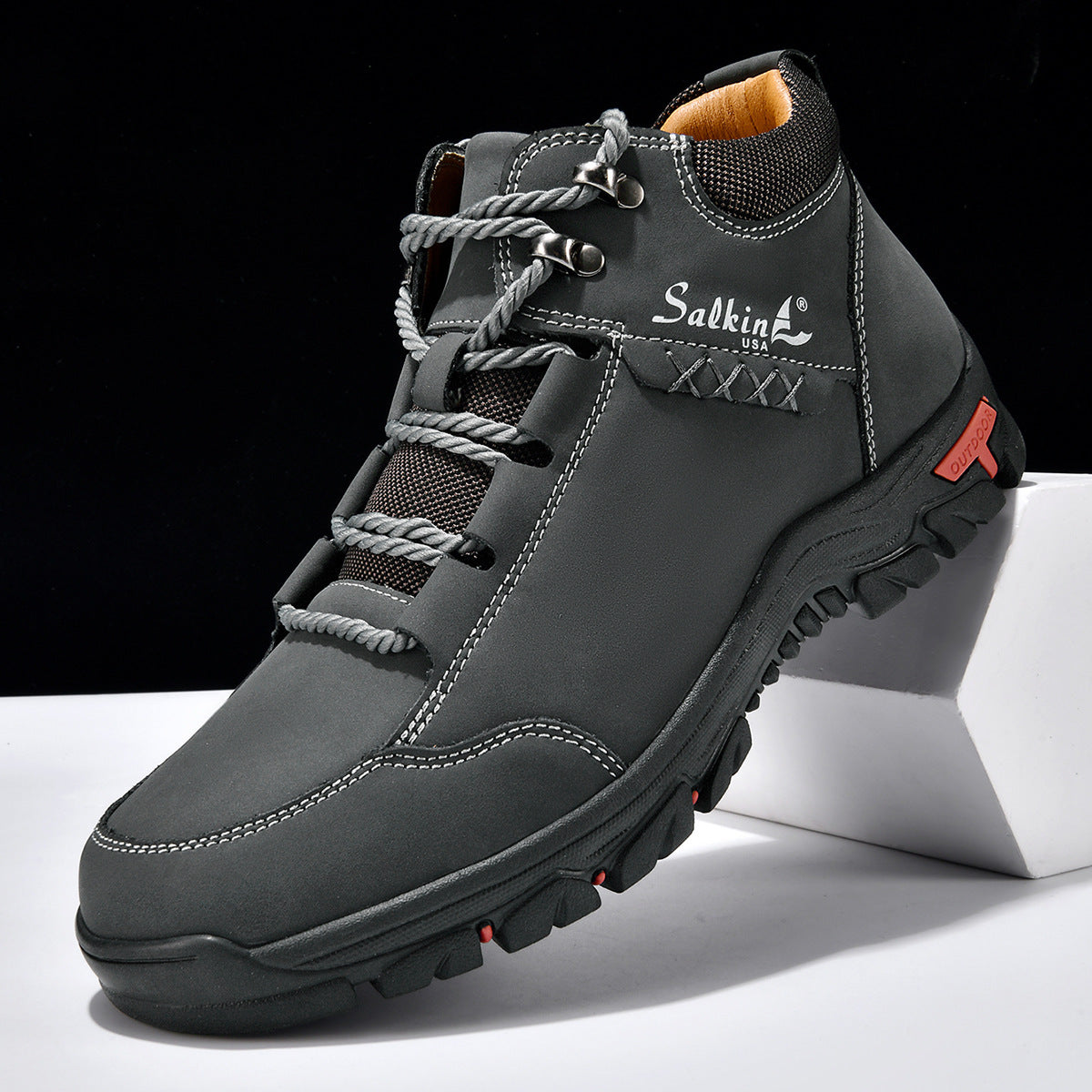 Mid-calf Vintage Men's Outdoor Casual Shoes Gray