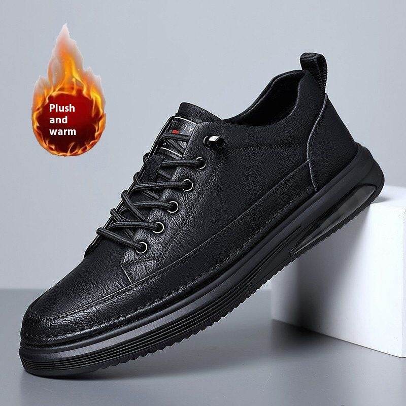 Cotton-padded Shoes With Velvet Sports Casual Borad Shoes Black Plus Velvet Cotton Shoes