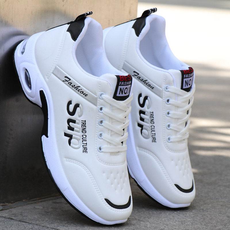 Autumn And Winter Leather Waterproof Shoes Non-slip Breathable Plus Size Men 8810 White Four Seasons
