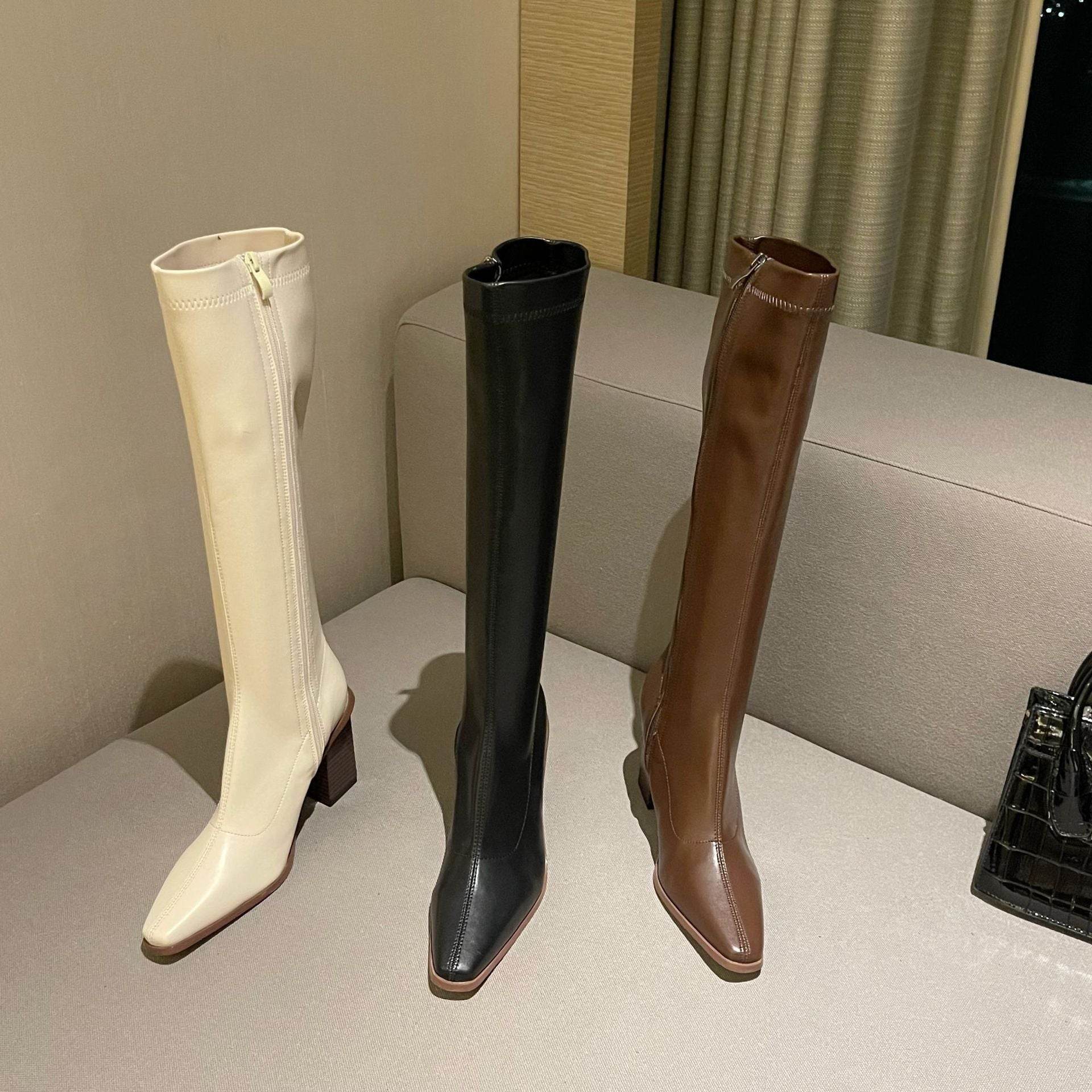 New Small Square Head Knight Boots Daily Net Red Match