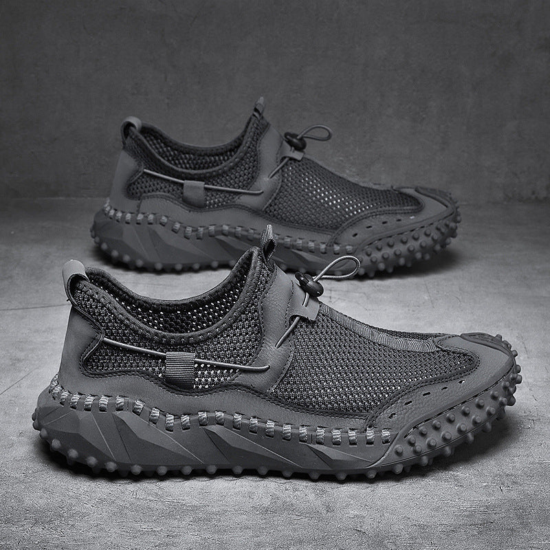 Plus Size Men's Mesh Breathable Casual Shoes Hollow Out 58100 Gray