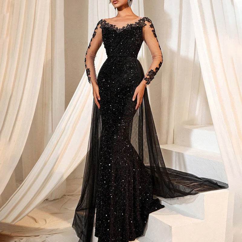 Women's Dance Lace Party Evening Dress Black