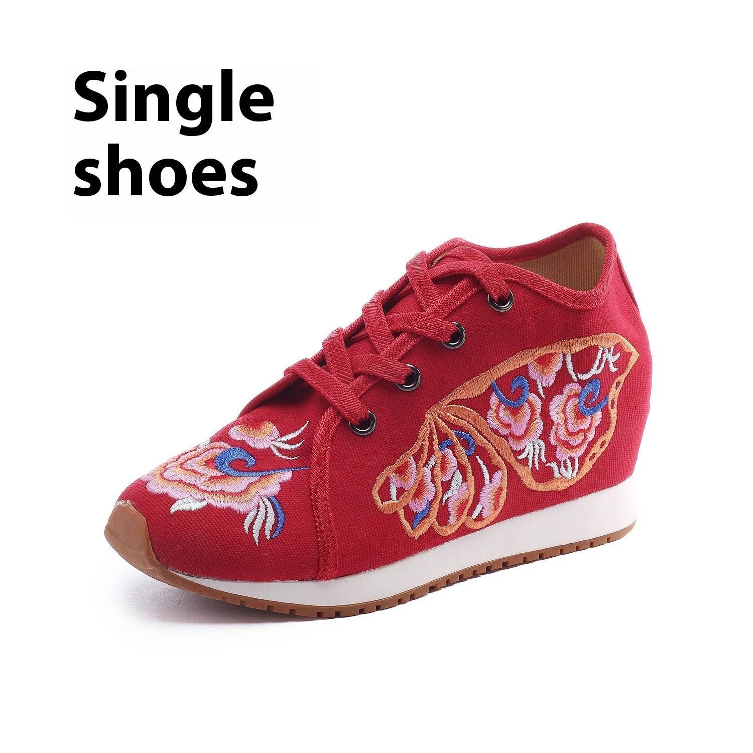 Travel Canvas Embroidered Sneaker Casual Fashion Cloth Shoes Ladies Butterfly Wings Red