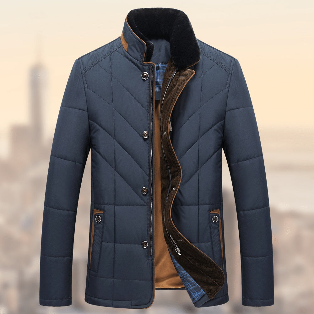Middle-aged And Elderly Padded Jacket Father Winter Clothes Dark Blue