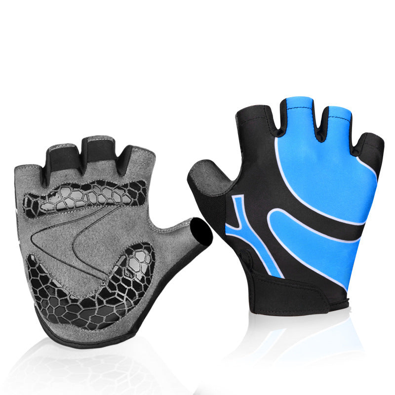 Half Finger Fitness Gloves Mountain Bike Gloves Blue