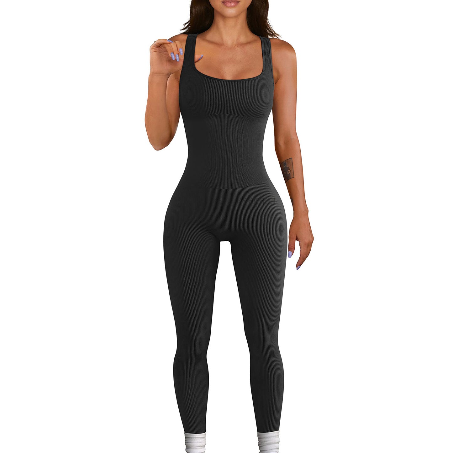 Women's Sleeveless Vest Bodysuit Black