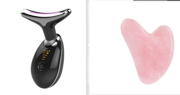 EMS Thermal Neck Lifting And Tighten Massager Electric Microcurrent Wrinkle Remover Black Silver set
