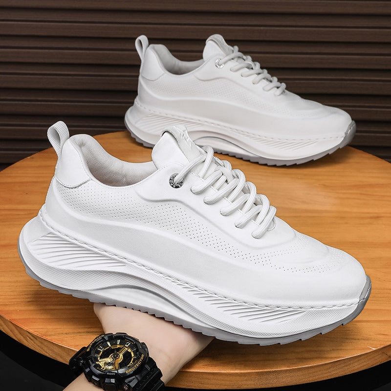 Men's Thick-soled Sports Shoes Casual Breathable Sneakers Lace-up Dad Shoes Boy Beige