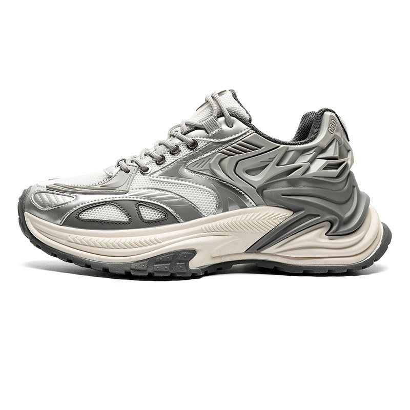 Breathable Casual Retro Sports Increased By Jogging Shoes White Gray