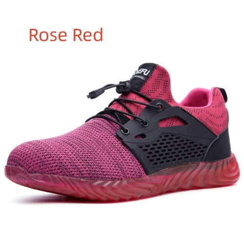 Ightweight Electrician Insulated Steel Toe Anti-Smash And Anti-Puncture Safety Shoes Rose Red