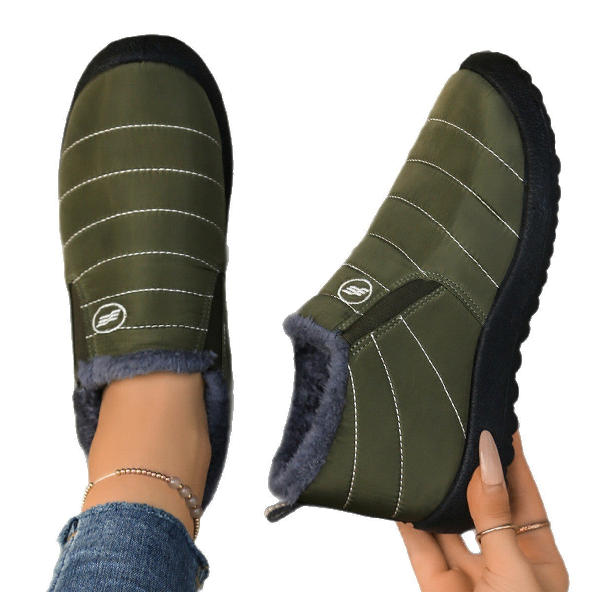 Plus Size Cotton Boots Fleece Lined Padded Warm Keeping Casual Shoes