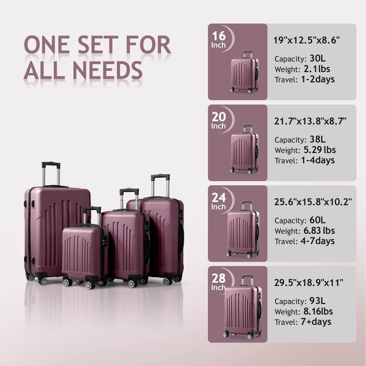 Vertical Striped Four In One Suitcase