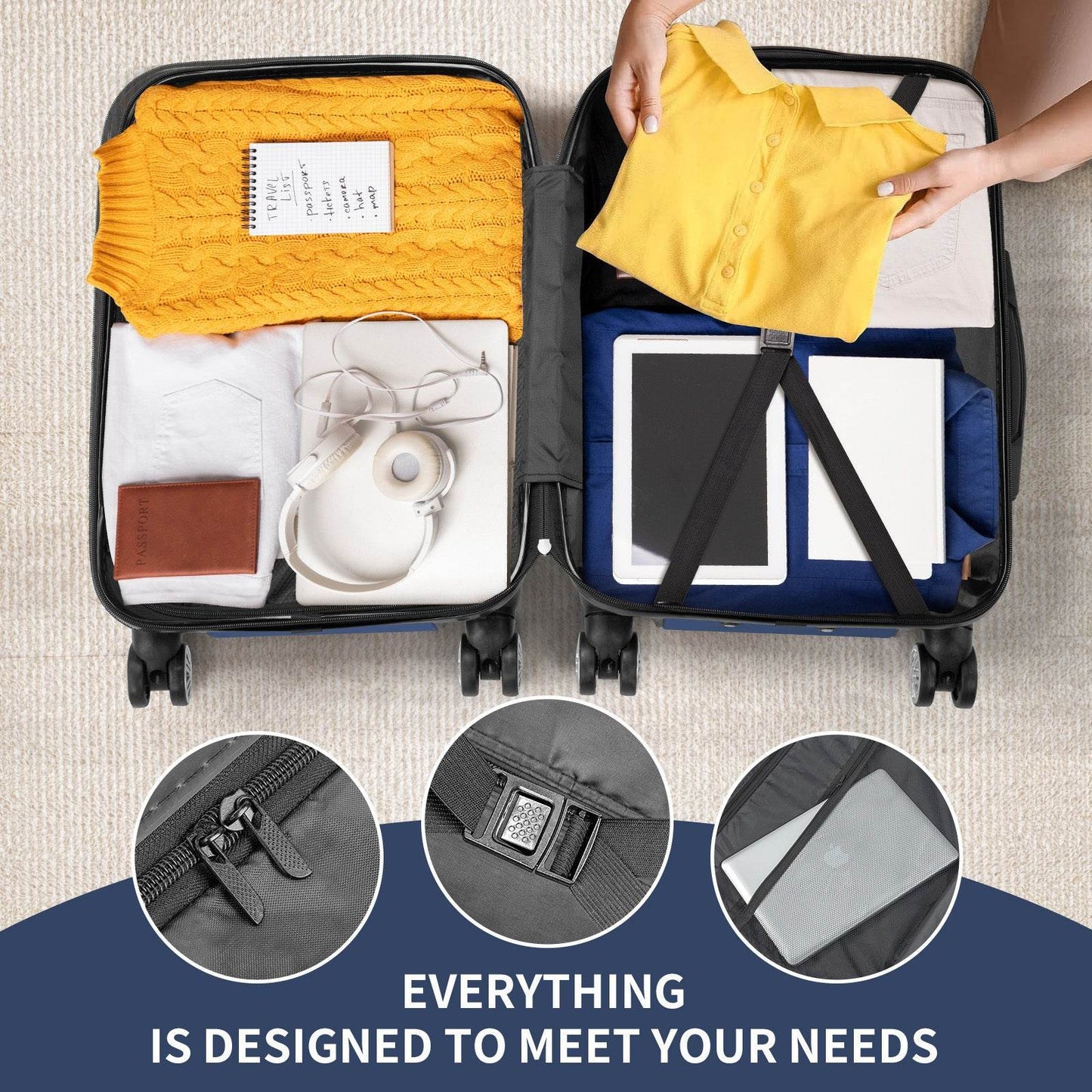 Three In One ABS PC Suitcase 20in 24in 28in Suitcase