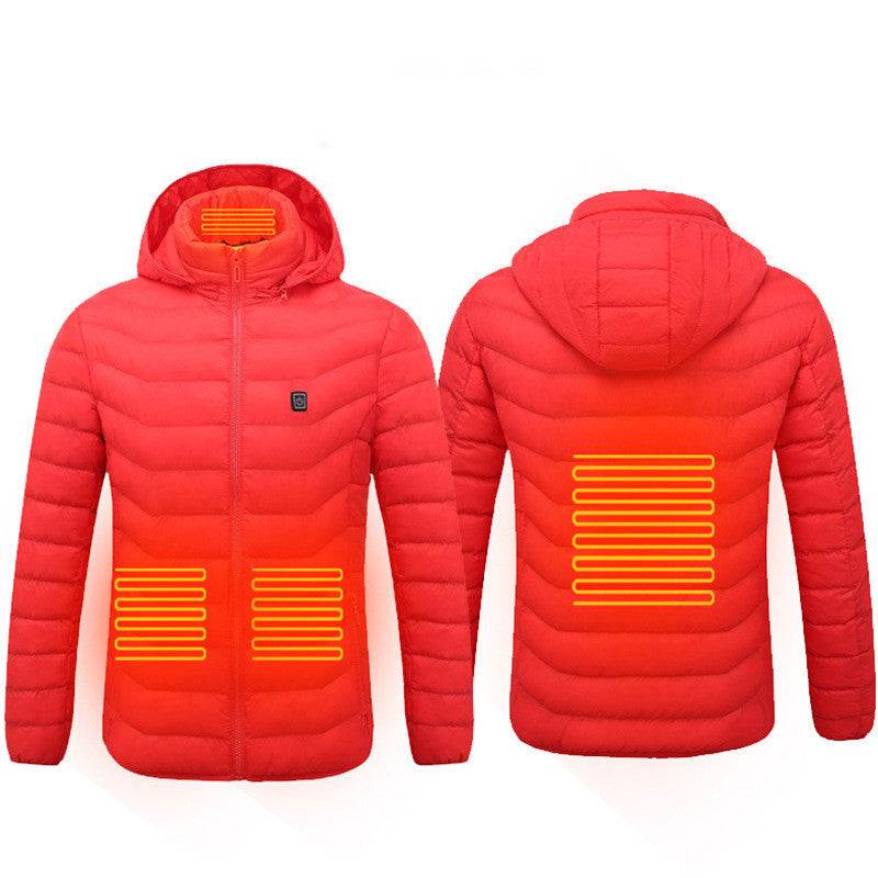 New Heated Jacket Coat USB Electric Jacket Cotton Coat Heater Thermal Clothing Heating Vest Men's Clothes Winter Red Zone4